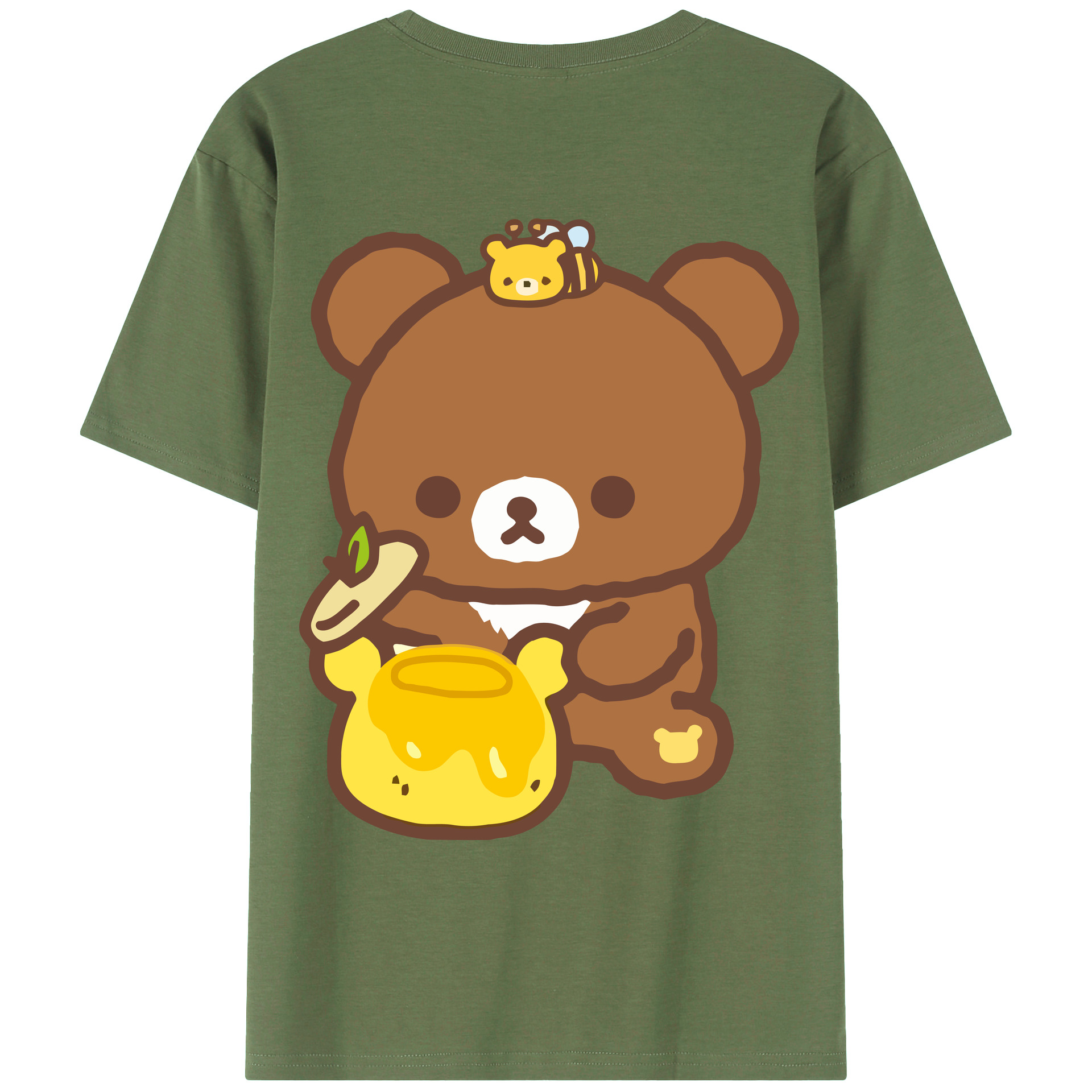 （画像用） リラックマ リラックマ キイロイトリ Rilakkuma Korilakkuma Kiiroitori 綿100％ メンズ半袖Tシャツ（バックプリント） 通気性